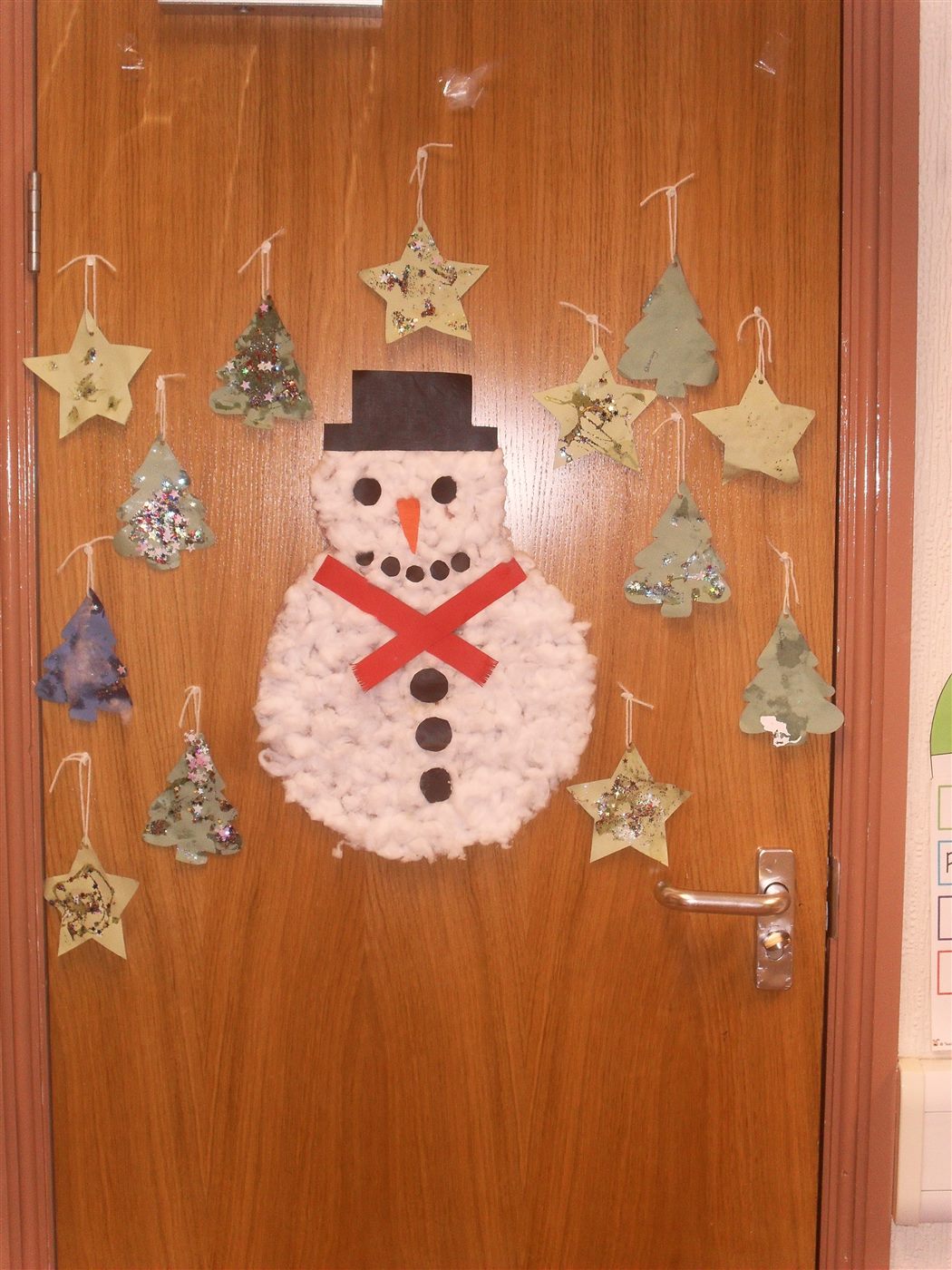 A Christmas snowman display in the nursery